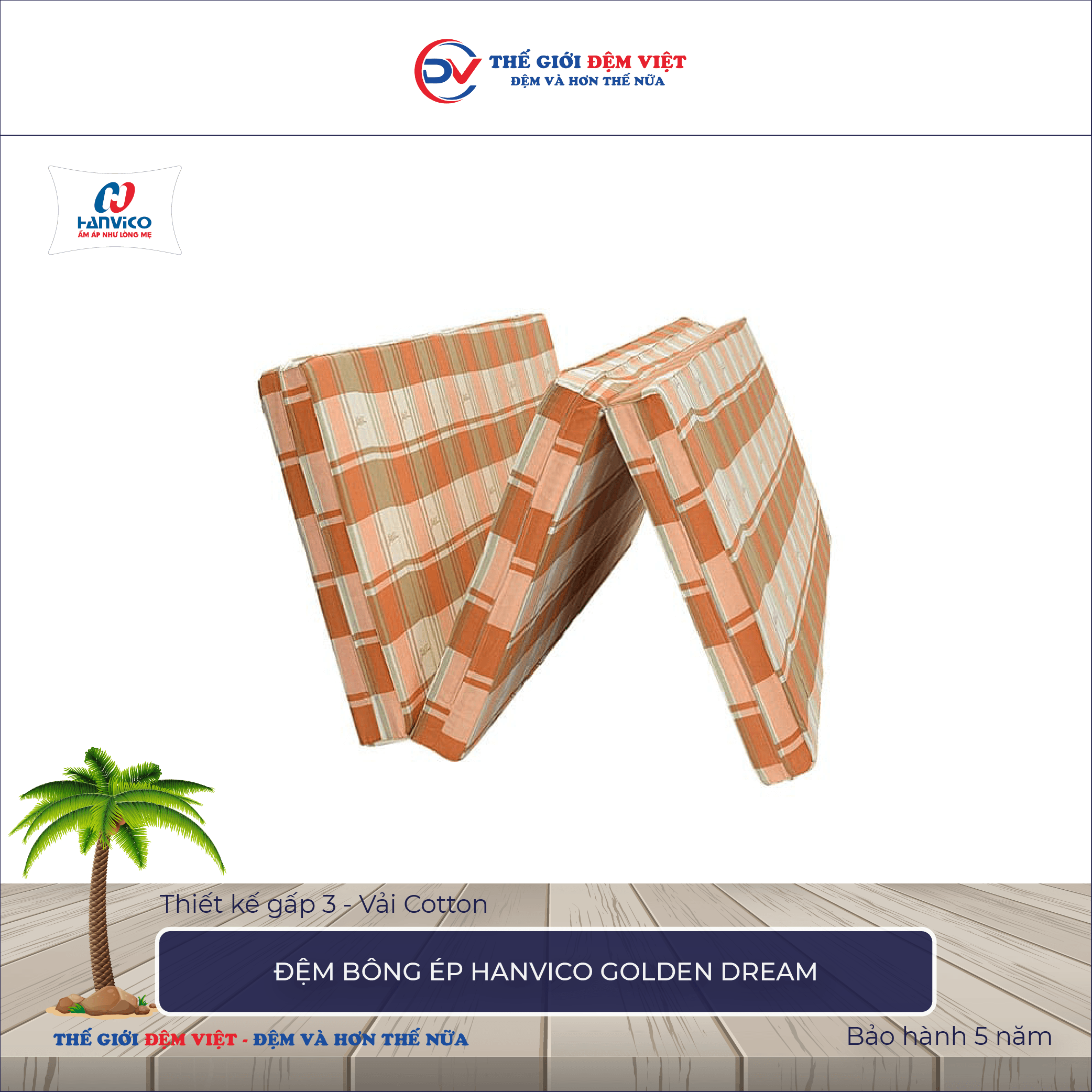 Đệm bông ép Hanvico Golden Dream